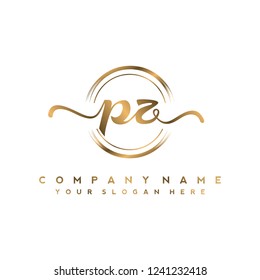 P Z Initial handwriting logo vector