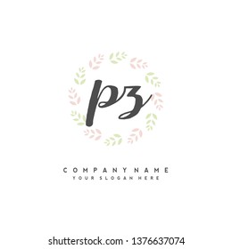 P Z Initial handwriting logo vector