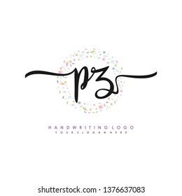 P Z Initial handwriting logo vector