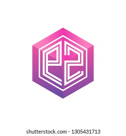 P Z initial letter, modern logo design template vector 