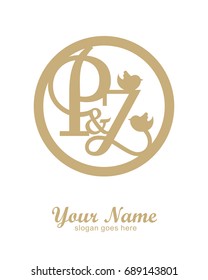 P Z initial wedding decorative logo template