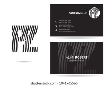 P & Z joint logo waves letter design with business card template