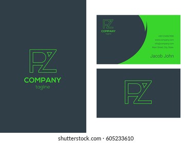 P & Z Letter logo, with Business card Template