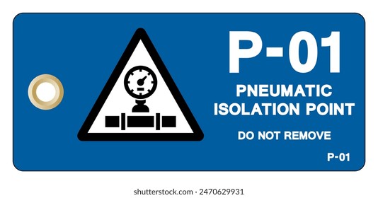 P01 Pneumatic Isolation Point Tag Label Symbol Sign, Vector Illustration, Isolate On White Background. EPS10