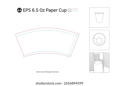 P2_44. desenho de espalhamento de xícara de papel de 6,5 oz. Verifique se as especificações de forma e pacote podem variar dependendo da máquina de impressão.