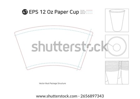 P2_47. 12 oz paper cup spread drawing. Please check as the shape and package specifications may vary depending on the printing machine.