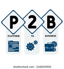 P2B - Acrónimo de plataforma para negocios. fondo de concepto de negocio. concepto de ilustración vectorial con palabras clave e iconos. ilustración con iconos para banner web, volante, página de inicio 