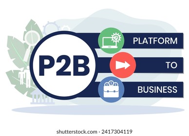 P2B - Platform to Business acronym. business concept background. vector illustration concept with keywords and icons. lettering illustration with icons for web banner, flyer