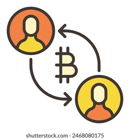 Vector de intercambio de criptomonedas P2P Bitcoin Trading concept icono de color o elemento de diseño
