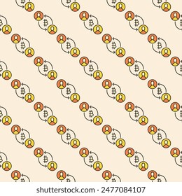 P2P Cryptocurrency Exchange vector Bitcoin Trading concept colored seamless pattern