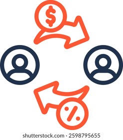 P2P Icon Color Line Vector Illustration