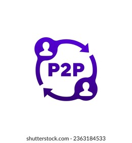 p2p icon, peer-to-peer decentralized economy vector