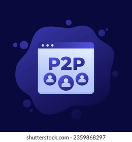 icono p2p, diseño de vector de sistema descentralizado de punto a punto