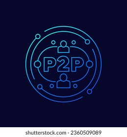 p2p icon, peer-to-peer economy, linear design