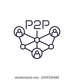 p2p icon, peer-to-peer line vector