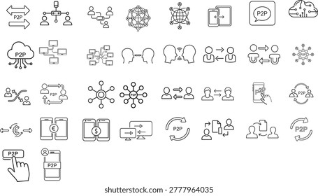 p2p icon set collection business related for peer to peer