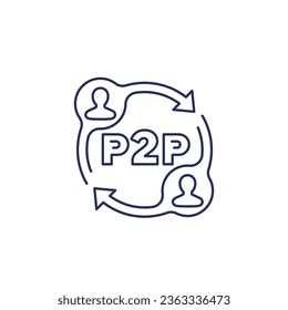 p2p line icon, peer-to-peer decentralized economy