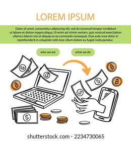 P2P MONEY Sending Payment And Receiving Money Doodle Concept Of Peer To Peer Connection Distributed Virtual Switch Cash Between Different Gadget Online Commerce