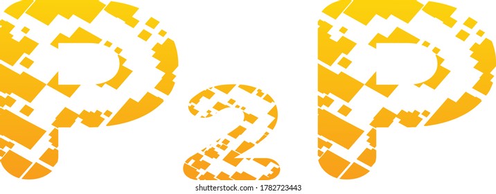 P2P peer-to-peer network yellow color