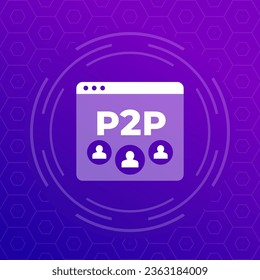 p2p vector icon, peer-to-peer decentralized system