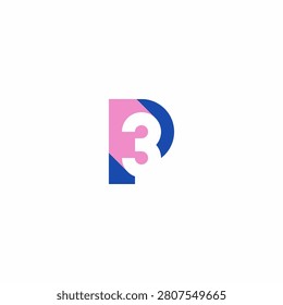 P3 or 3P monogram logo with blue pink color.
