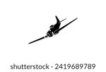 P-51 Mustang, black isolated silhouette