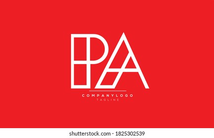 Diseño del logotipo del alfabeto de texto de letra monográfica de las iniciales abstractas de la PA