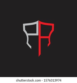 PA Abstract logo monogram with shield elements isolated on black background