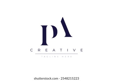 PA letras abstractas minimalistas Logo Monogram. Es un logo minimalista, este logo está hecho combinando dos letras