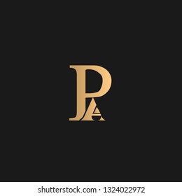 PA, AP logo vector. Golden initial logo on black background
