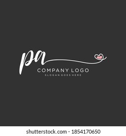 Logo inicial del vector de belleza PA, logotipo de escritura a mano de firma inicial, boda, moda, joyería, boutique, floral y botánica con plantilla creativa para cualquier empresa o negocio.
