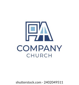 PA Church letter logo. Simple and modern, suitable for any industry, especially church-related.