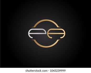 PA circle Shape Letter logo Design in silver gold color