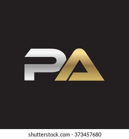 PA company linked letter logo gold silver black background