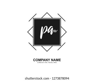 PA Initial Handwriting Logo Template Vector