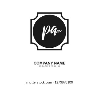 PA Initial Handwriting Logo Template Vector