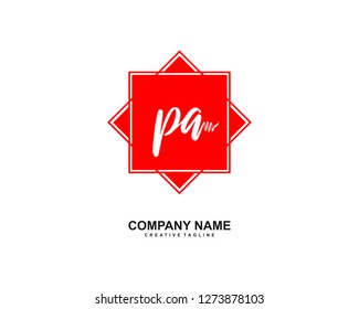 PA Initial Handwriting Logo Template Vector