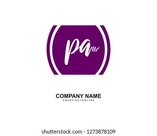PA Initial Handwriting Logo Template Vector