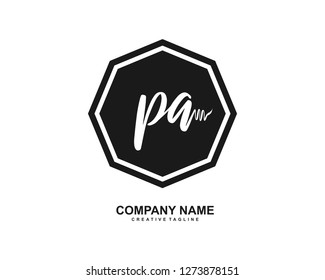 PA Initial Handwriting Logo Template Vector