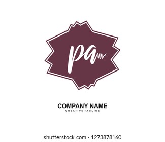 PA Initial Handwriting Logo Template Vector