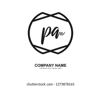 PA Initial Handwriting Logo Template Vector