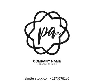 PA Initial Handwriting Logo Template Vector
