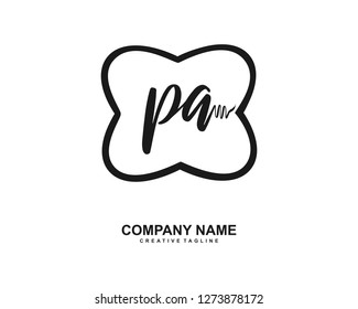 PA Initial Handwriting Logo Template Vector