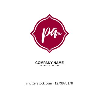 PA Initial Handwriting Logo Template Vector