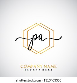 PA Initial Handwriting logo template vector