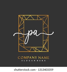 PA Initial Handwriting logo template vector