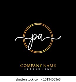 PA Initial Handwriting logo template vector