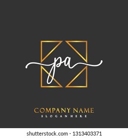 PA Initial Handwriting logo template vector