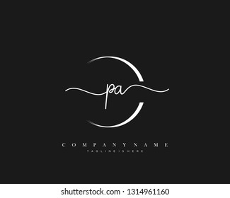 PA initial handwriting logo template vector