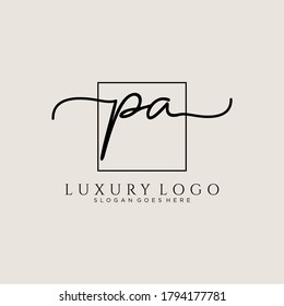 PA Initial handwriting logo template vector